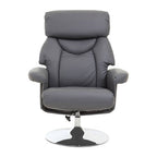 Grey Leather Effect Reclining Chair and Footstool | Denton