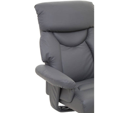 Grey Leather Effect Reclining Chair and Footstool | Denton