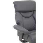 Grey Leather Effect Reclining Chair and Footstool | Denton