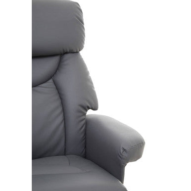Grey Leather Effect Reclining Chair and Footstool | Denton