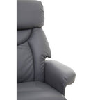 Grey Leather Effect Reclining Chair and Footstool | Denton