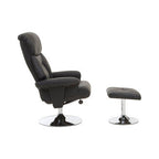 Black Leather Effect Reclining Chair and Footstool | Denton