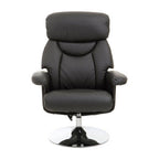 Black Leather Effect Reclining Chair and Footstool | Denton