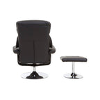 Black Leather Effect Reclining Chair and Footstool | Denton