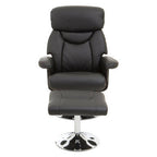 Black Leather Effect Reclining Chair and Footstool | Denton