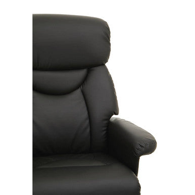 Black Leather Effect Reclining Chair and Footstool | Denton