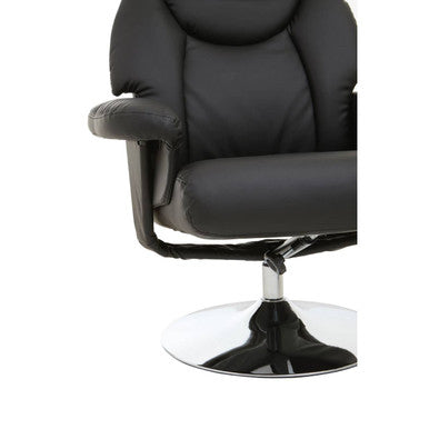Black Leather Effect Reclining Chair and Footstool | Denton
