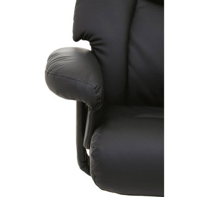 Black Leather Effect Reclining Chair and Footstool | Denton