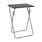 Black Wooden Top Folding Table with Silver Frame | Bernie