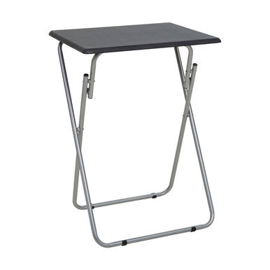Black Wooden Top Folding Table with Silver Frame | Bernie