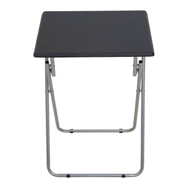 Black Wooden Top Folding Table with Silver Frame | Bernie