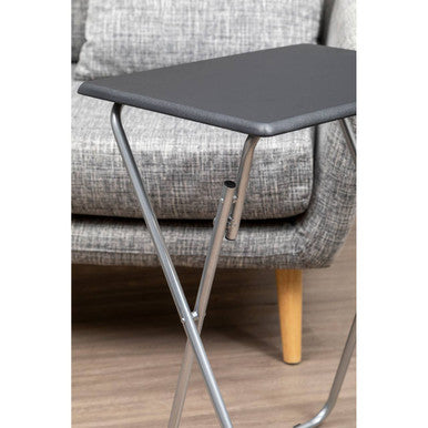 Black Wooden Top Folding Table with Silver Frame | Bernie