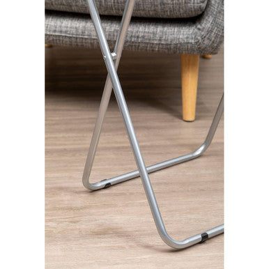Black Wooden Top Folding Table with Silver Frame | Bernie