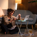 Black Wooden Top Folding Table with Silver Frame | Bernie