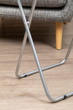 Grey Wooden Top Folding Table with Silver Frame | Bernie