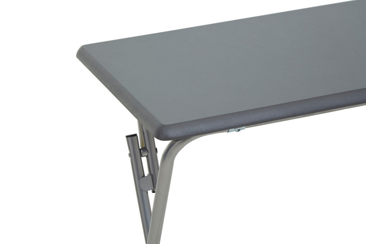 Grey Wooden Top Folding Table with Silver Frame | Bernie
