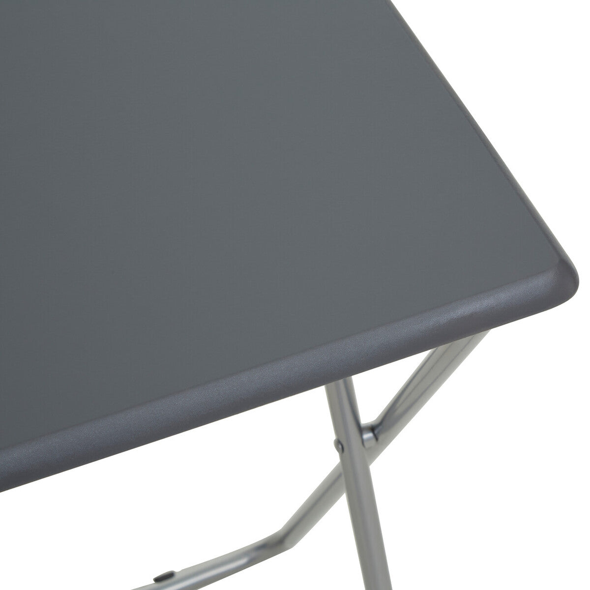 Grey Wooden Top Folding Table with Silver Frame | Bernie