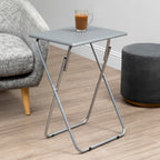 Grey Wooden Top Folding Table with Silver Frame | Bernie