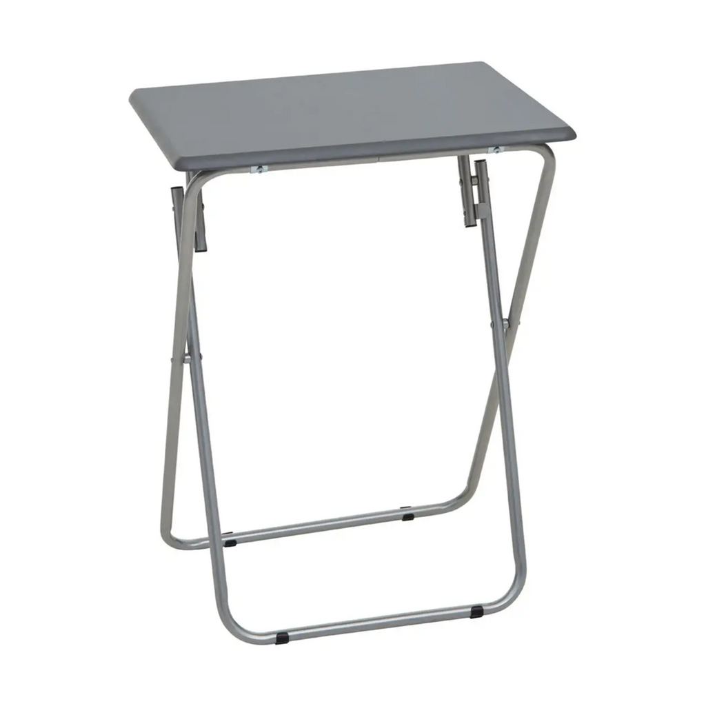 Grey Wooden Top Folding Table with Silver Frame | Bernie