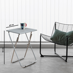 Grey Wooden Top Folding Table with Silver Frame | Bernie