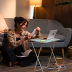 Grey Wooden Top Folding Table with Silver Frame | Bernie