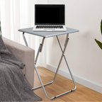 Grey Wooden Top Folding Table with Silver Frame | Bernie