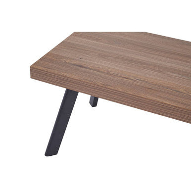 Natural Wood Rectangular Coffee Table with U-Shaped Base | Oakwill