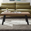 Natural Wood Rectangular Coffee Table with U-Shaped Base | Oakwill