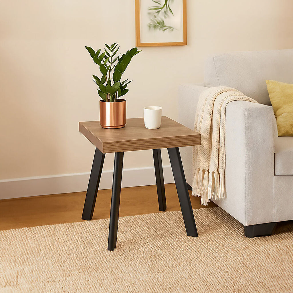Natural Wood Side Table with U-Shaped Base | Oakwill