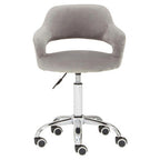 Grey Velvet Home Office Chair with Curved Back | Fionna
