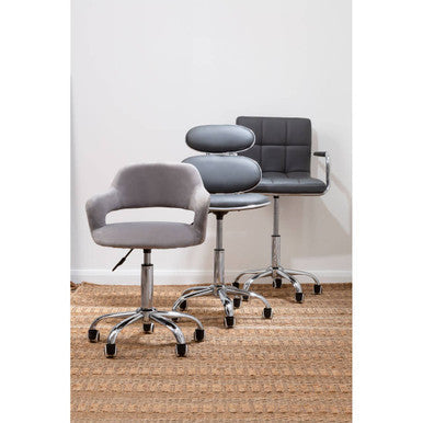 Grey Velvet Home Office Chair with Curved Back | Fionna