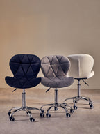 White Velvet Quilted Home Office Chair | Franki