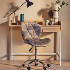 Grey Velvet Quilted Home Office Chair | Franki
