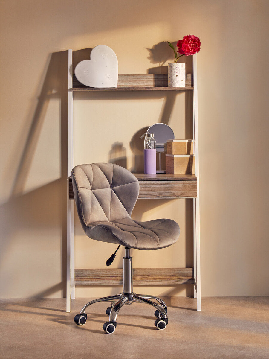 Grey Velvet Quilted Home Office Chair | Franki