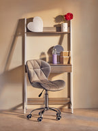 Grey Velvet Quilted Home Office Chair | Franki