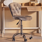 Grey Velvet Buttoned Home Office Chair | Fayth