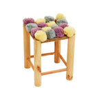 Grey Beige and Pink Pom Pom Stool | West Village
