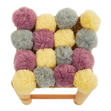 Grey Beige and Pink Pom Pom Stool | West Village
