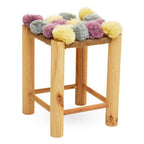 Grey Beige and Pink Pom Pom Stool | West Village