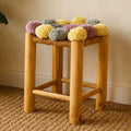 Grey Beige and Pink Pom Pom Stool | West Village