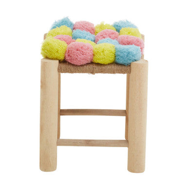 Pink Blue and Yellow Pom Pom Stool | West Village