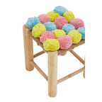 Pink Blue and Yellow Pom Pom Stool | West Village
