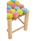 Pink Blue and Yellow Pom Pom Stool | West Village
