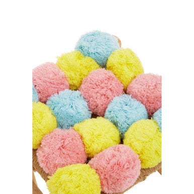 Pink Blue and Yellow Pom Pom Stool | West Village