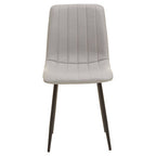 Set of 4 Light Grey Leather Effect Dining Chairs | Tiana