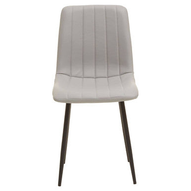 Set of 4 Light Grey Leather Effect Dining Chairs | Tiana