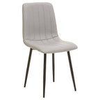 Set of 4 Light Grey Leather Effect Dining Chairs | Tiana