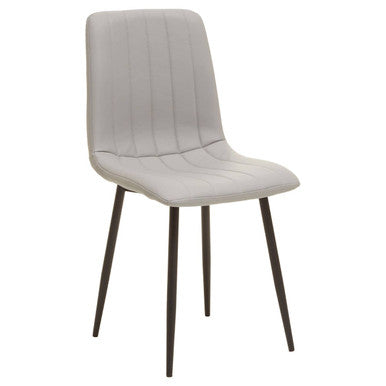 Set of 4 Light Grey Leather Effect Dining Chairs | Tiana