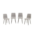 Set of 4 Light Grey Leather Effect Dining Chairs | Tiana