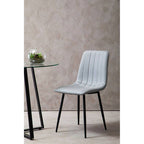 Set of 4 Light Grey Leather Effect Dining Chairs | Tiana
